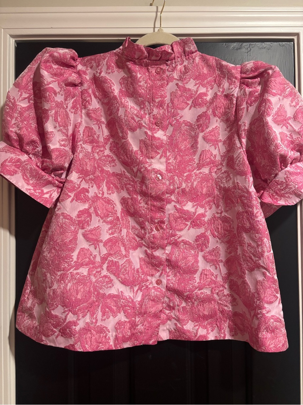 entro Pink Floral Puff-Sleeve Blouse - Picture 2 of 2